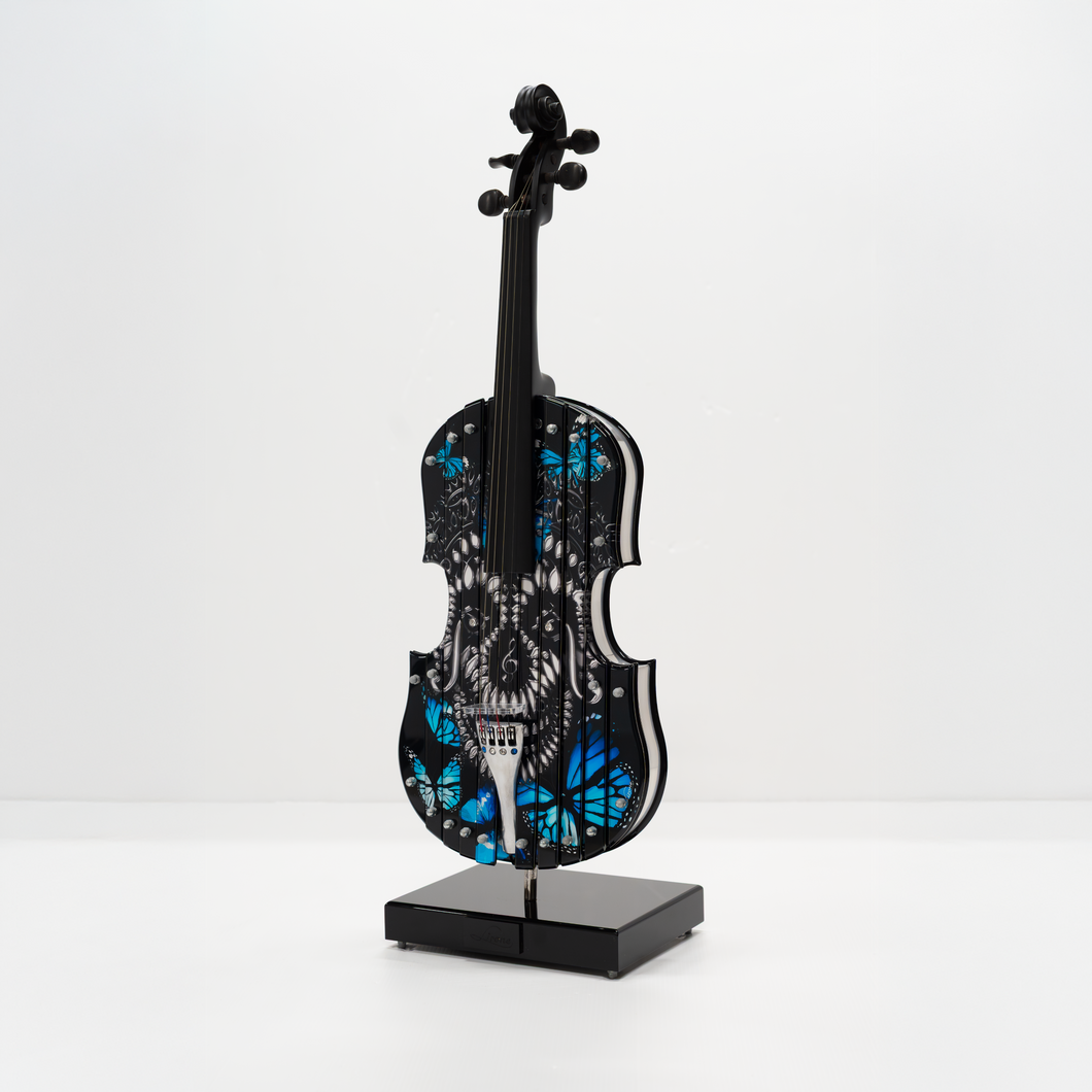VIOLON SKULL & BUTTERFLY BLUE SWAROWSKI